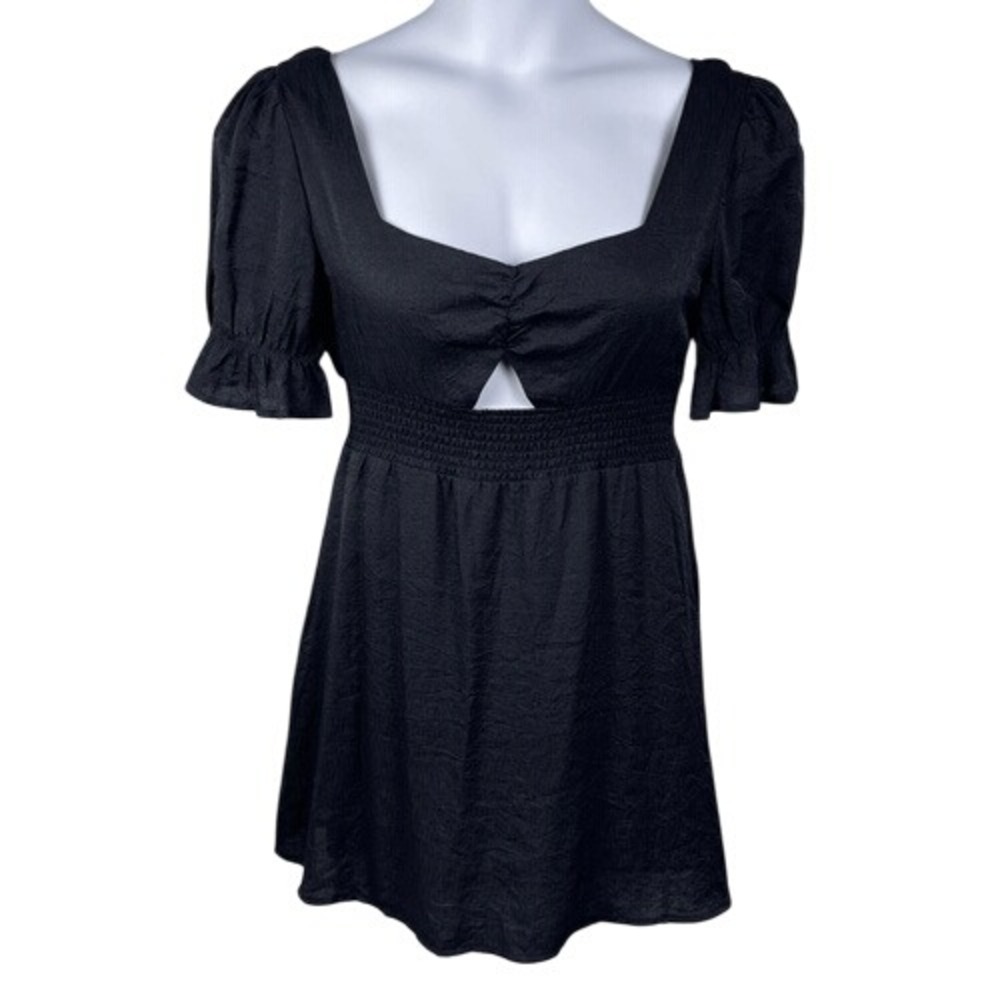 Fanco Black‎ Puff Sleeve Cutout Mini Dress Size L